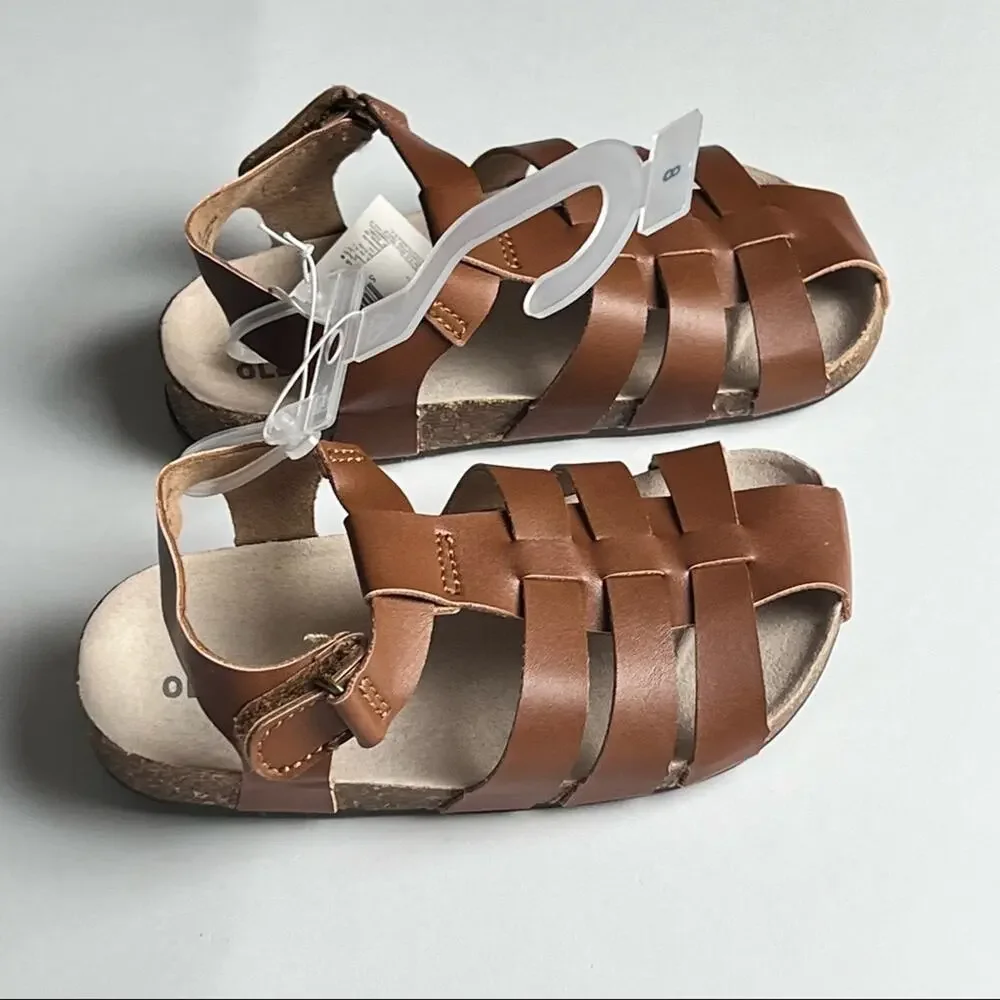 Old Navy Unisex Faux Leather Cognac Strappy Fisherman Style Sandals   Sz 8